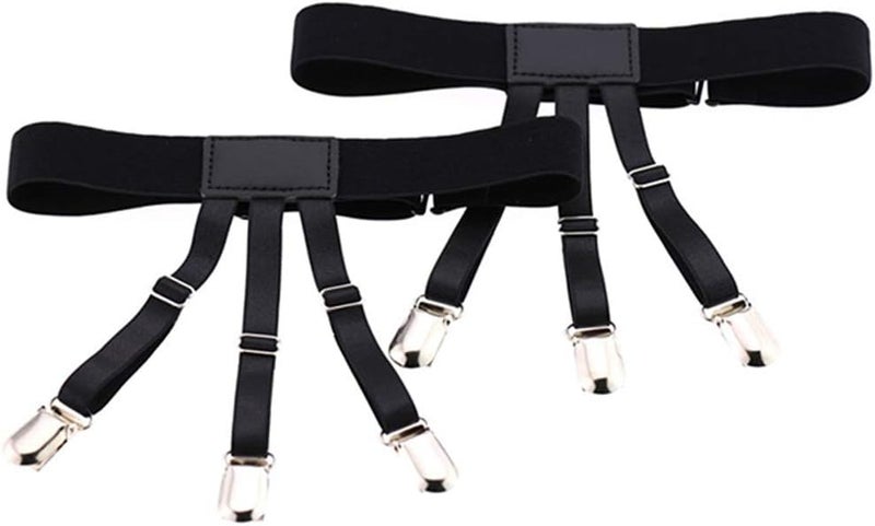 Kedofe Mens Shirt Stays Upgrade Adjustable Elastic Garter Military Shirts Holder with Non-slip Locking Clamps - Image 4